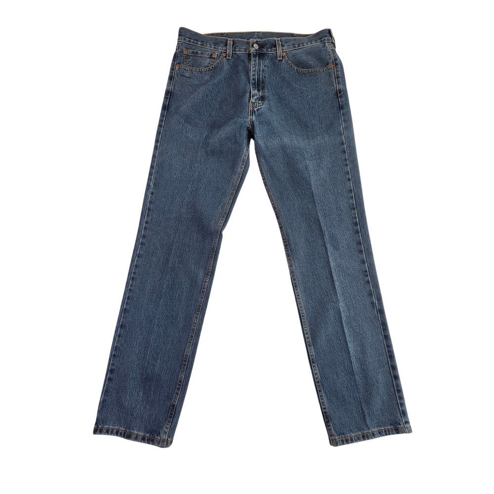 Levis 505 Regular Fit Straight Leg Medium Wash Denim Jeans Mens 38x34 EUC Cotton